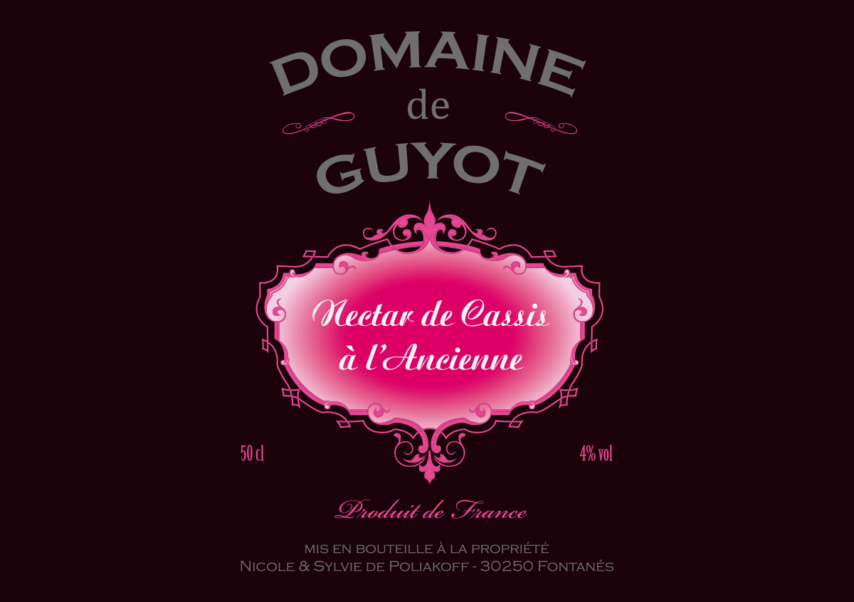 Vesta etiquette nectar de cassis domaine de guyot